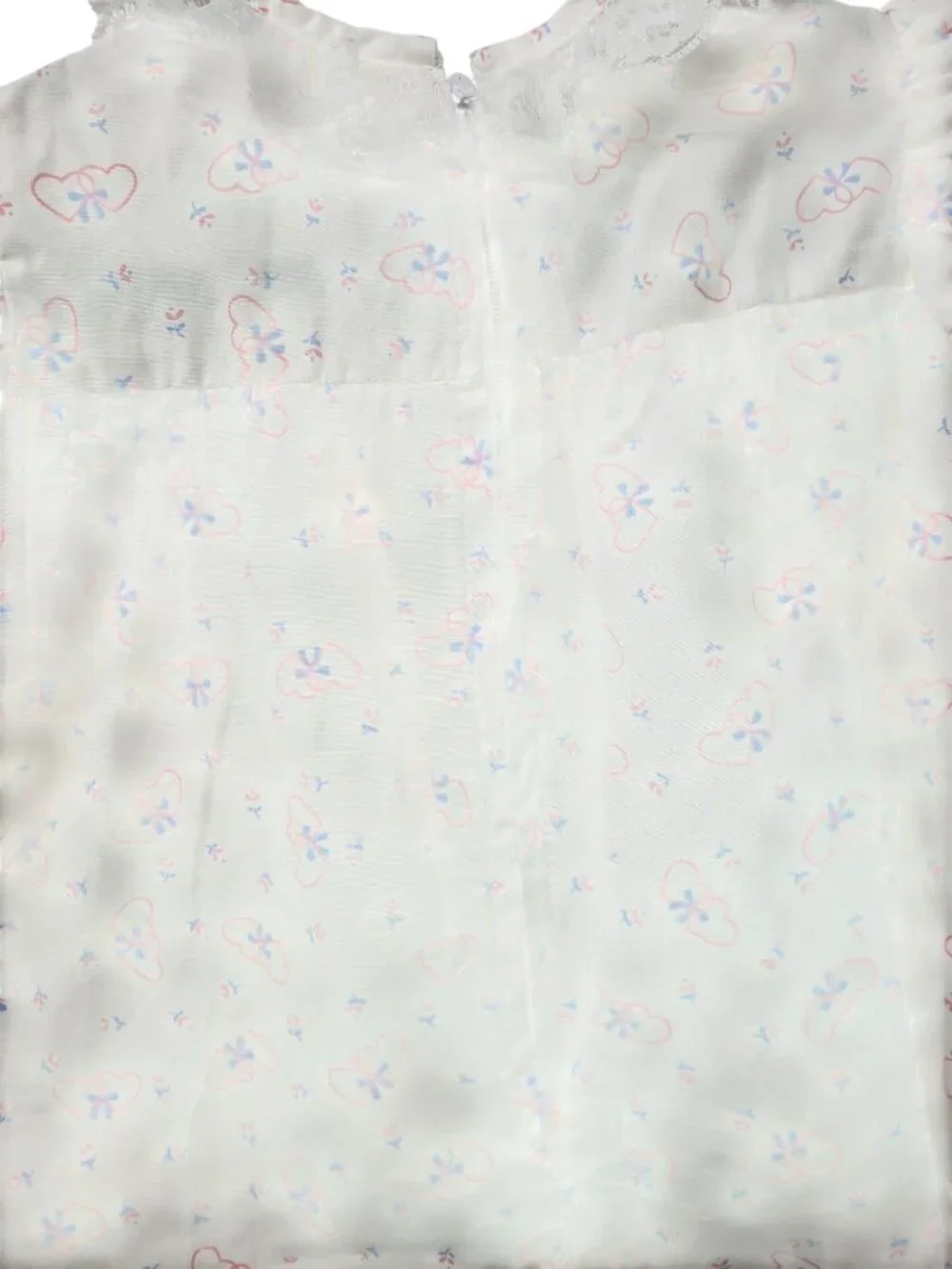 Vintage Baby Girl Smocked Bubble Romper Puff Sleeve Bow Heart White Pink 6-9 Mos